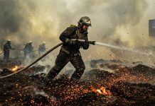 Lahan Gambut Terbakar! Taktik Blokir Karhutla Palangkaraya Tim Manggala Agni berjibaku memadamkan sisa api Karhutla Palangkaraya di lahan gambut yang kering kerontang.